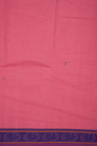 Threadwork Buttis Tulip Pink Kanchi Cotton Saree