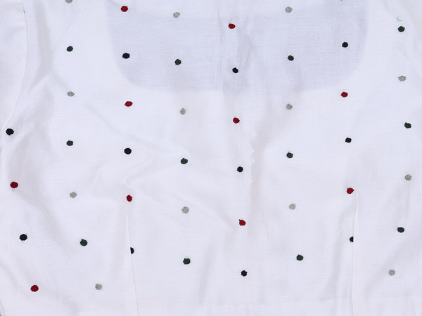 Threadwork Buttis White Silk Cotton Readymade Blouse