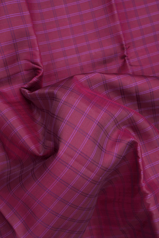 Threadwork Checks Design Mulberry Red Kanchipuram Silk Saree