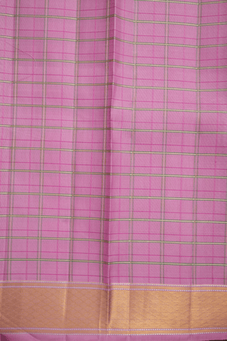 Threadwork Checks Design Orchid Pink Kanchipuram Silk Saree