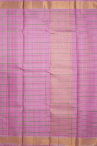 Threadwork Checks Design Orchid Pink Kanchipuram Silk Saree