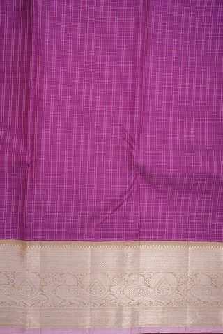 Threadwork Checks Design Purple Kanchipuram Silk Saree