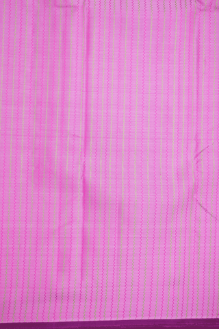 Threadwork Chevron Design Light Pink Kanchipuram Silk Saree
