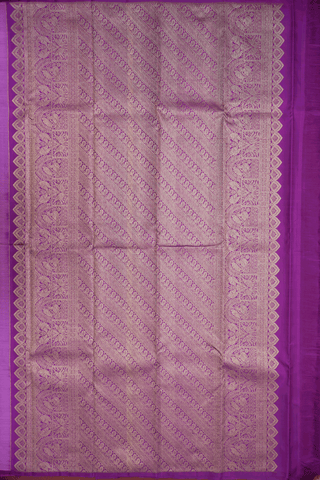 Threadwork Chevron Design Light Pink Kanchipuram Silk Saree