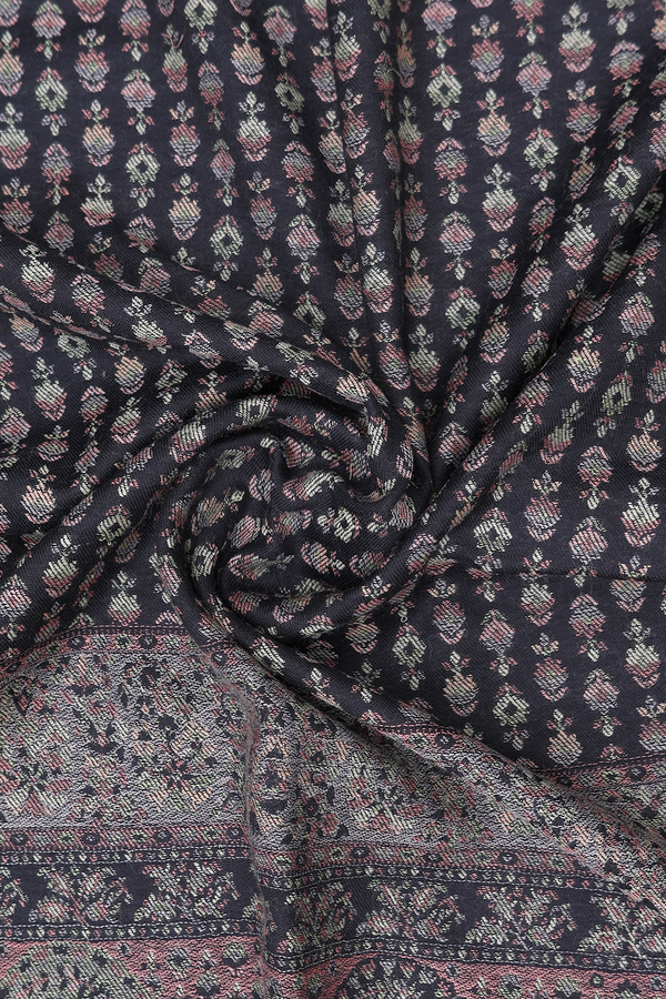 Threadwork Design Black Woolen Cotton Shawl