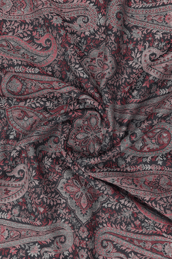 Threadwork Design Black Woolen Cotton Shawl