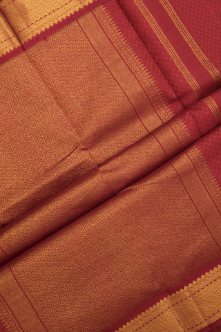 Threadwork Design Brick Red Kanchipuram Silk Saree