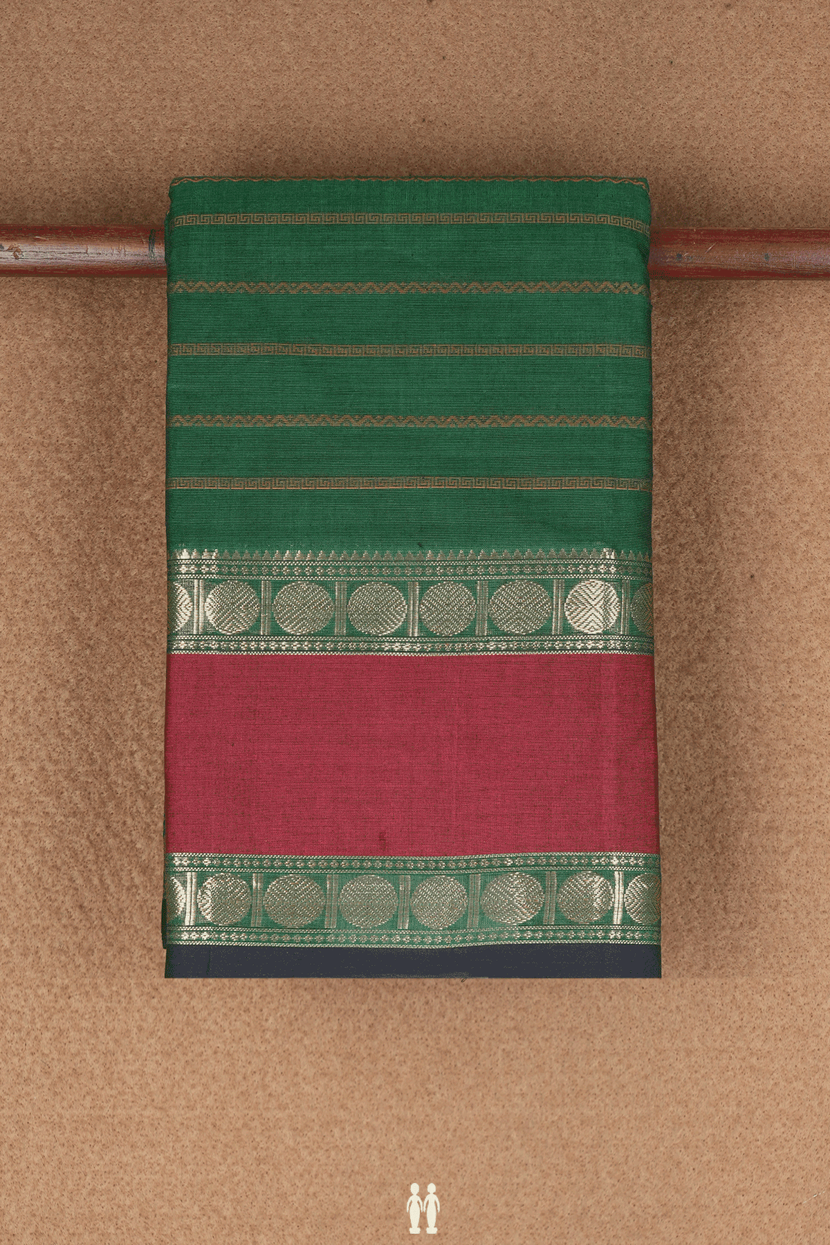 Threadwork Design Forest Green Chettinadu Cotton Saree
