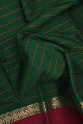 Threadwork Design Forest Green Chettinadu Cotton Saree