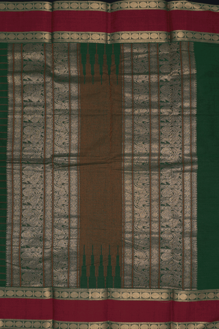 Threadwork Design Forest Green Chettinadu Cotton Saree