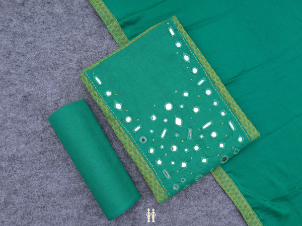 Threadwork Design Green Cotton Unstitched Salwar Material