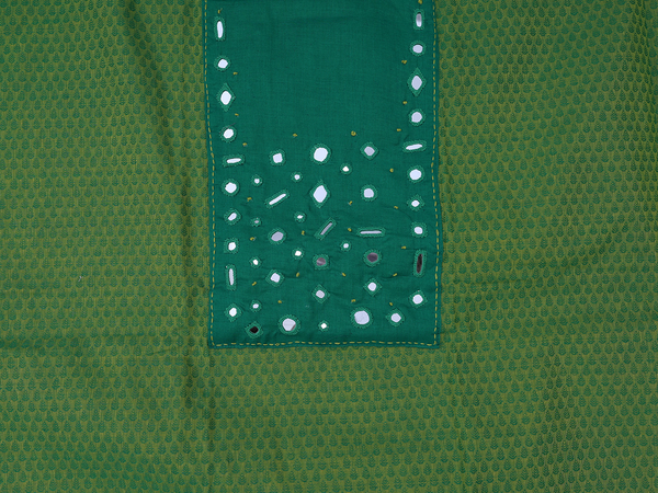 Threadwork Design Green Cotton Unstitched Salwar Material