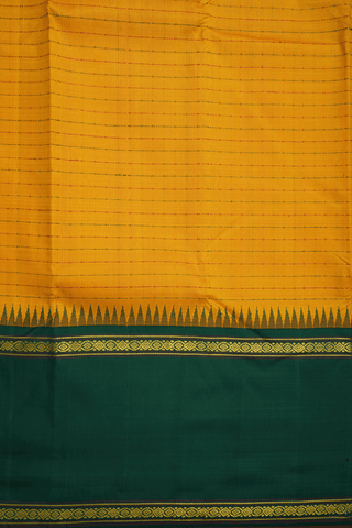 Threadwork Design Honey Yellow Kanchipuram Silk Saree
