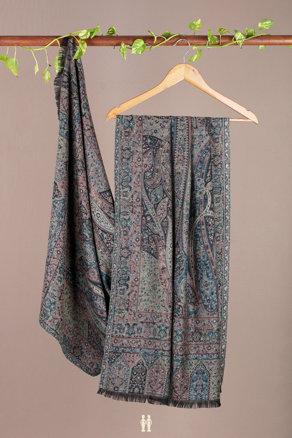 Threadwork Design Multicolor Woolen Cotton Shawl