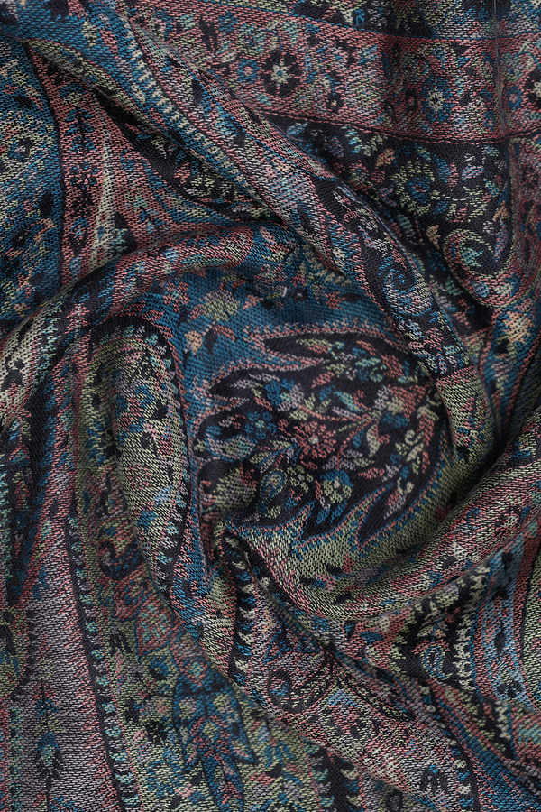 Threadwork Design Multicolor Woolen Cotton Shawl