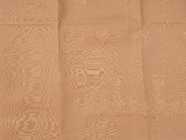 Threadwork Design Orange Cotton Unstitched Salwar Material