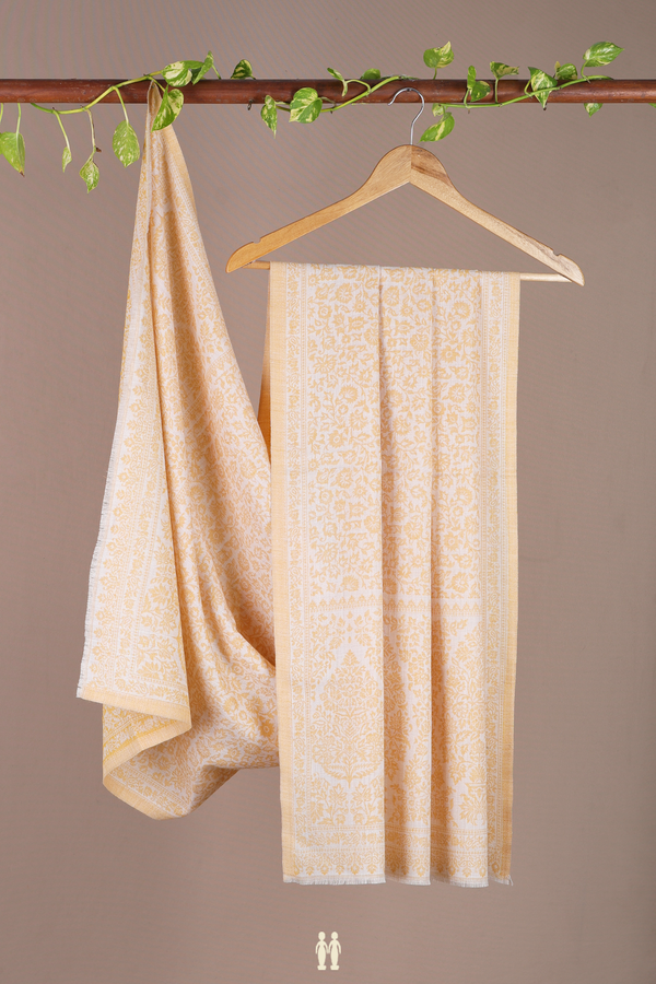 Threadwork Design Orange Woolen Cotton Shawl