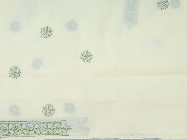 Threadwork Design Pale Yellow Cotton Unstitched Salwar Material
