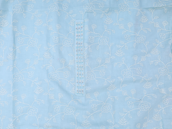 Threadwork Design Pastel Blue Kota Unstitched Salwar Material