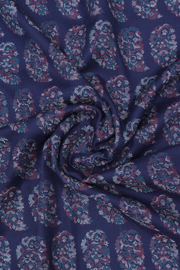 Threadwork  Design Blue Woolen Cotton Shawl