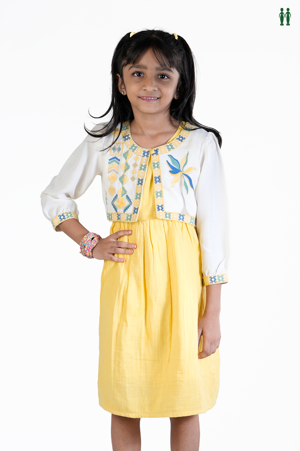 Threadwork Design Yellow Cotton Frock