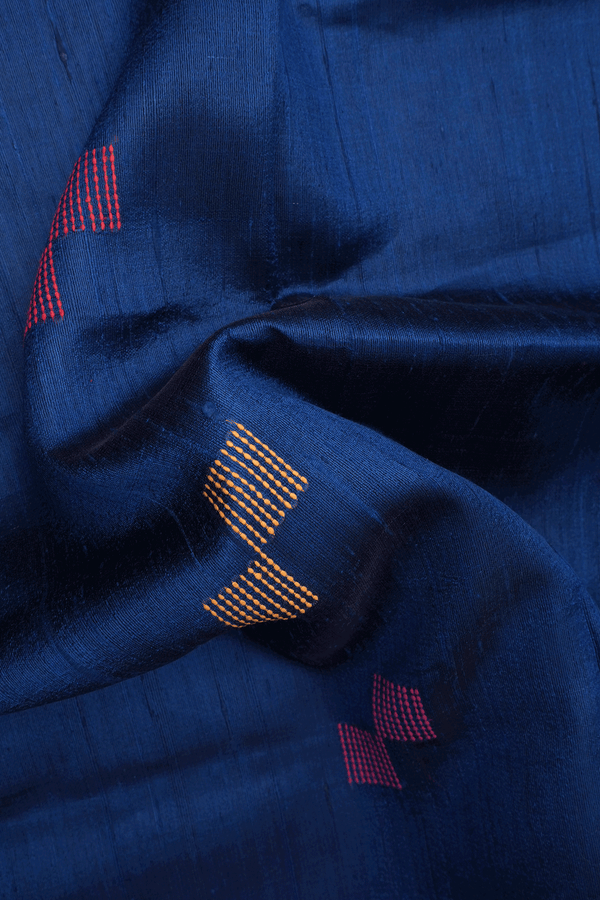 Threadwork Motifs Berry Blue Jute Saree