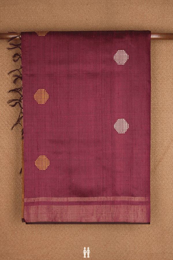 Threadwork Motifs Berry Red Jute Saree
