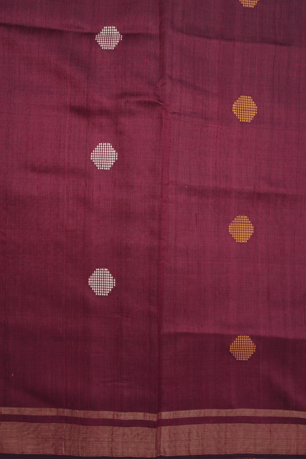 Threadwork Motifs Berry Red Jute Saree