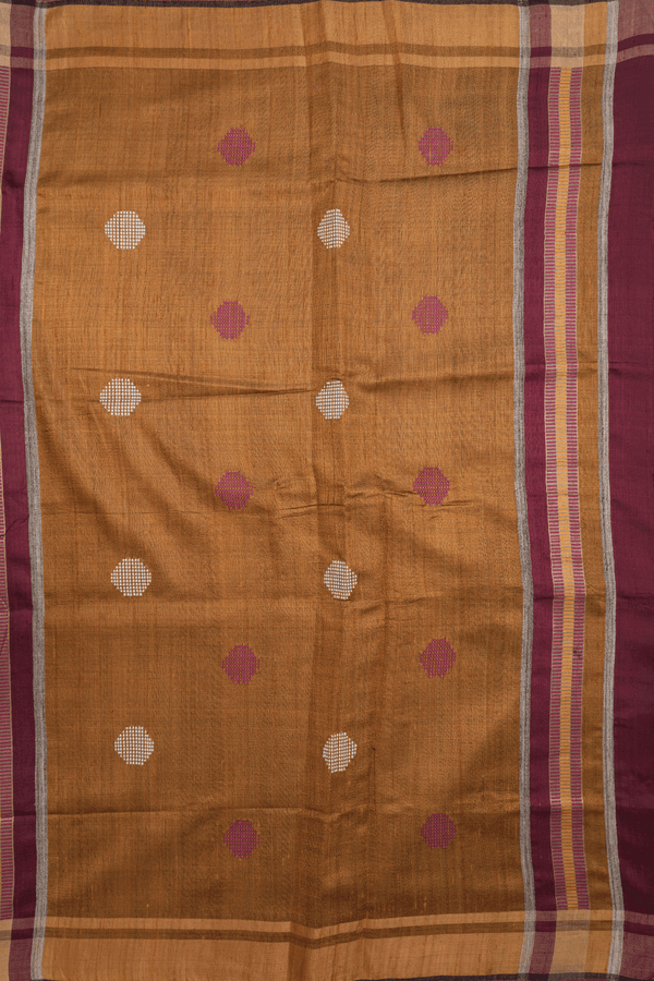 Threadwork Motifs Berry Red Jute Saree