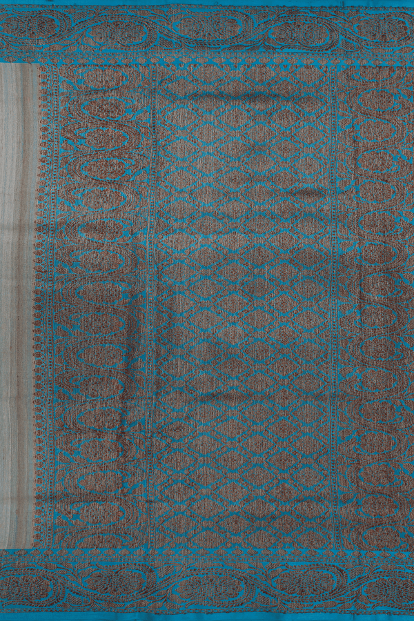 Threadwork Motifs Coffee Cream Tussar Banarasi Silk Saree