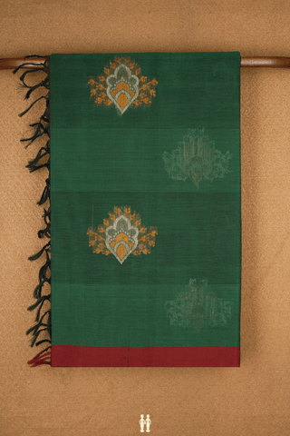Threadwork Motifs Dark Green Coimbatore Cotton Saree