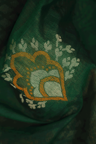 Threadwork Motifs Dark Green Coimbatore Cotton Saree
