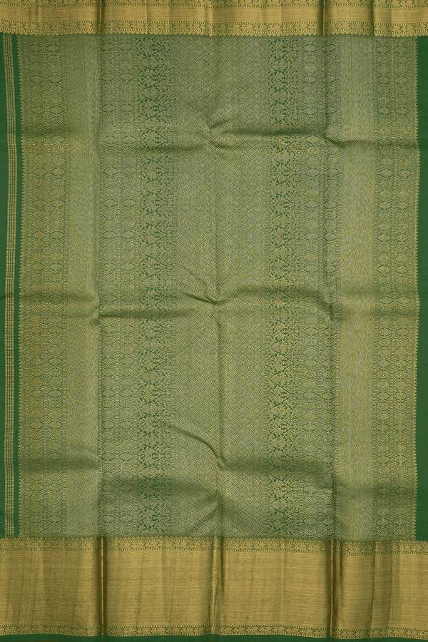 Threadwork Motifs Fern Green Kanchipuram Silk Saree