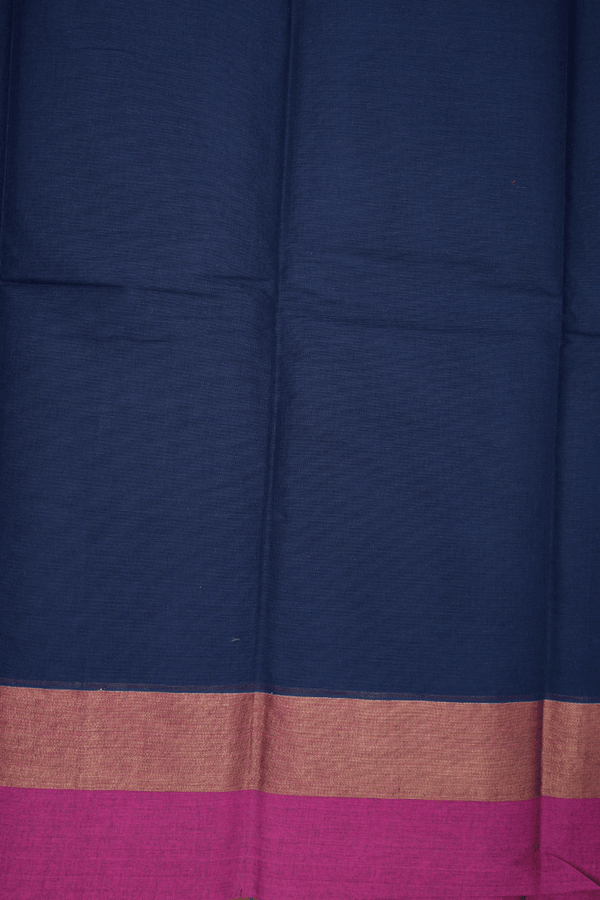 Threadwork Motifs Midnight Blue Kanchi Cotton Saree