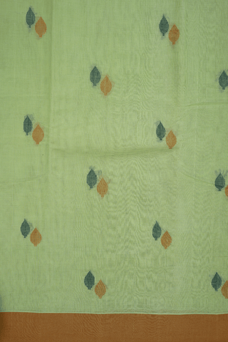Threadwork Motifs Pastel Green Kanchi Cotton Saree