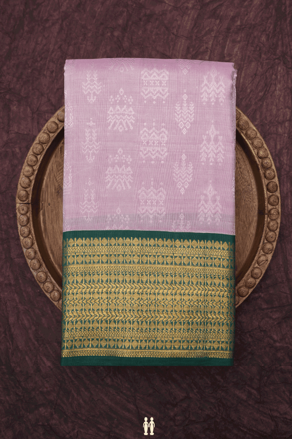 Threadwork Motifs Pastel Pink Kanchipuram Silk Saree
