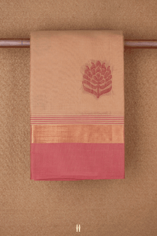 Threadwork Motifs Tan Brown Kanchi Cotton Saree
