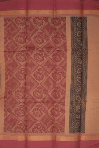 Threadwork Motifs Tan Brown Kanchi Cotton Saree