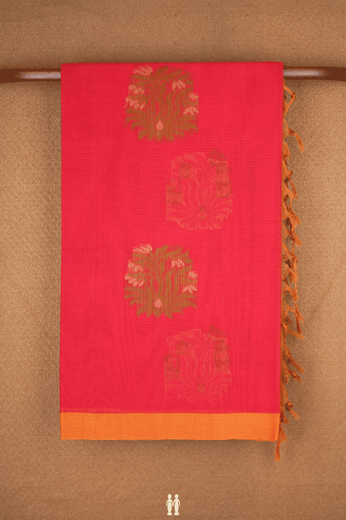 Threadwork Motifs Tomato Red Coimbatore Cotton Saree