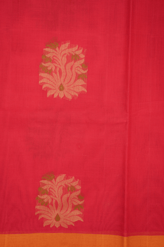 Threadwork Motifs Tomato Red Coimbatore Cotton Saree