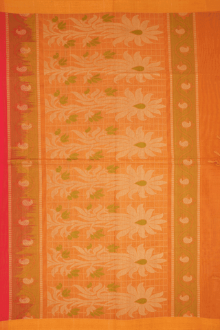 Threadwork Motifs Tomato Red Coimbatore Cotton Saree