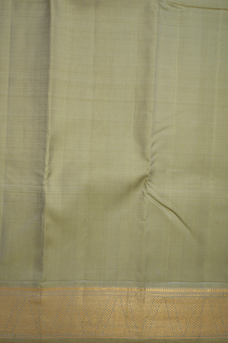 Threadwork Stripes Design Sage Green Kanchipuram Silk Saree