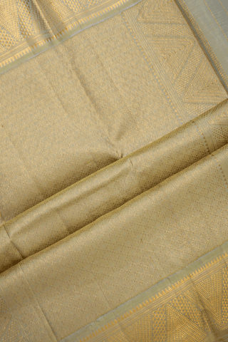 Threadwork Stripes Design Sage Green Kanchipuram Silk Saree