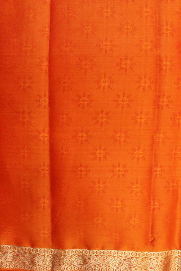 Threadwork With Buttas Bright Orange Kanchipuram Silk Saree