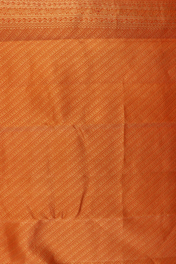 Threadwork With Buttas Bright Orange Kanchipuram Silk Saree