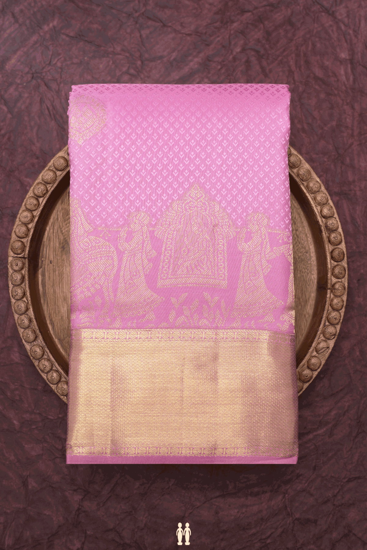 Threadwork With Buttas Orchid Pink Kanchipuram Silk Saree