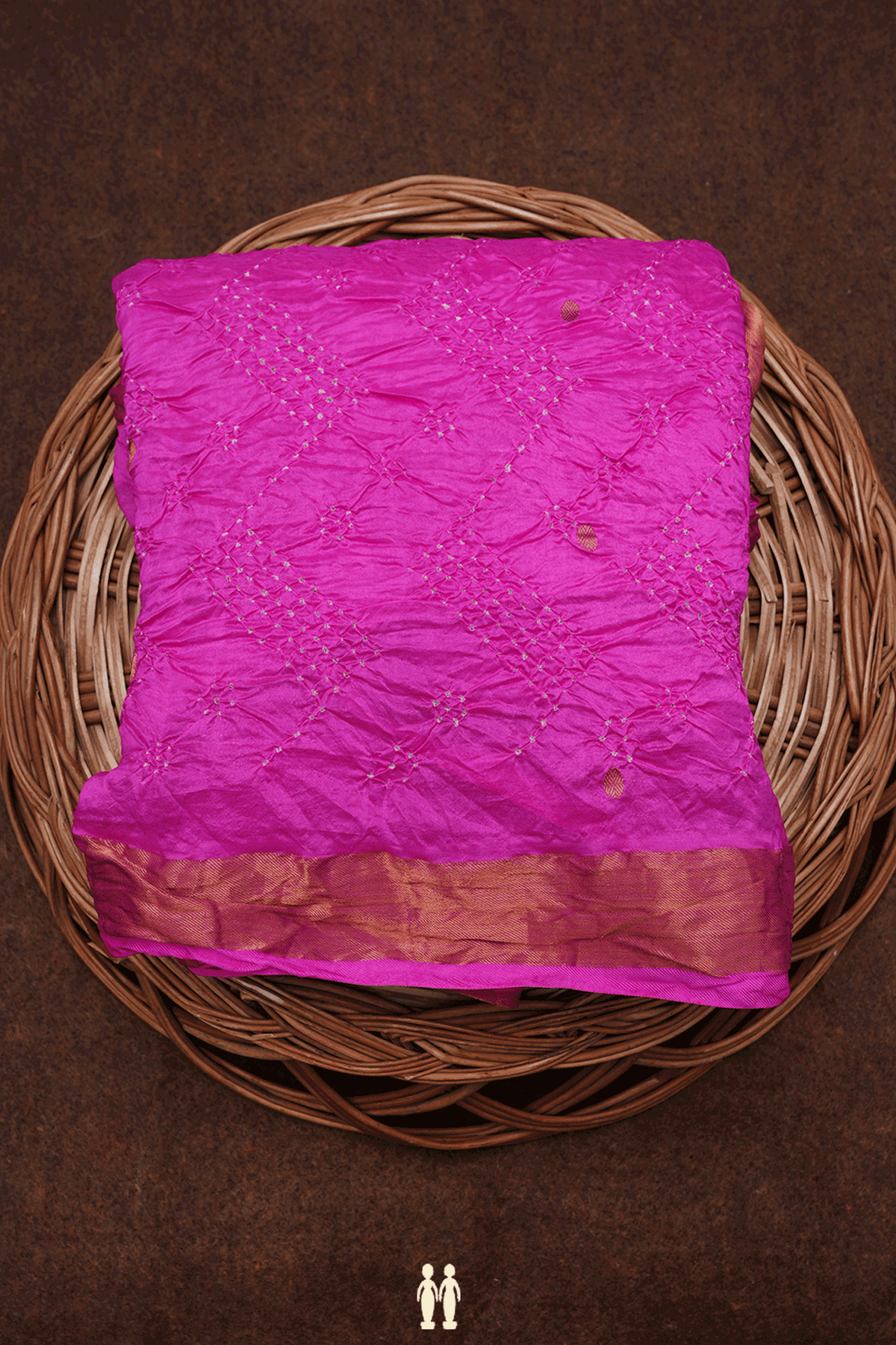 Tie And Dye Design Dark Pink Bandhani Silk Saree