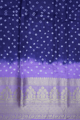 Tie And Dye Design Navy Blue Semi Bandhani Silk Saree