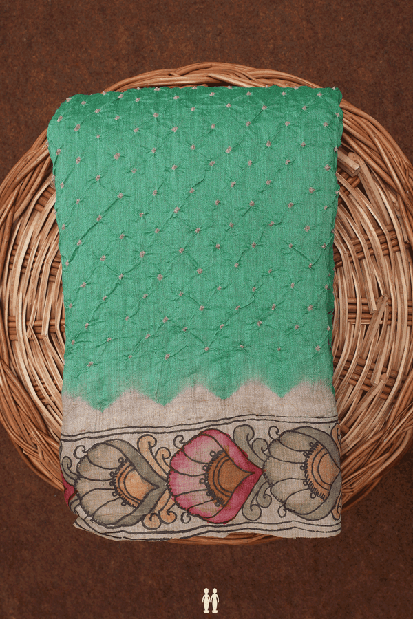 Tie And Dye Design Sea Green Bandhani Silk Saree