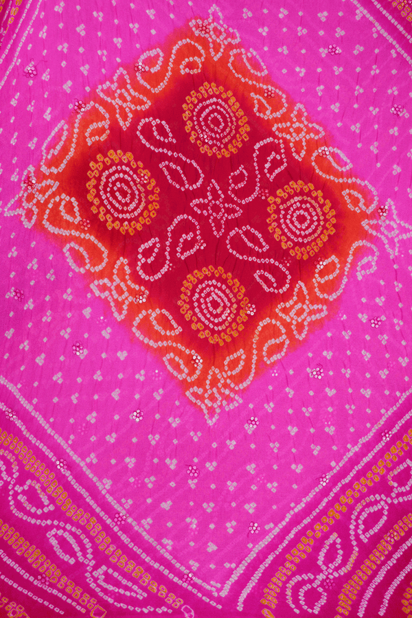 Tie And Dye Design Shades Of Pink Bandhani Silk Saree